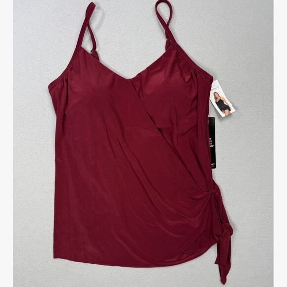 MAGICSUIT By Miraclesuit Other - Magicsuit Alex Side-Tie Underwire Tankini Top Merlot 16 $128